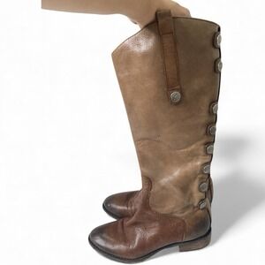 Sam Edelman Phallon Brown Vintage Snap Button Riding Boho Boots Side Zip Size 6M